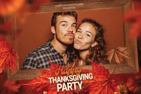 Modèle de fête de Thanksgiving pour photobooth – Carte postale 4x6 (paysage)