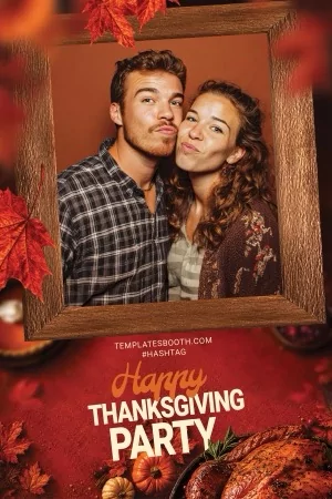 Thanksgiving-Party-Fotobox-Vorlage – 4x6-Postkarte (Hochformat)