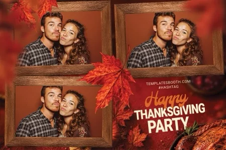 Modèle de fête de Thanksgiving pour photobooth – Carte postale 4x6 (paysage)