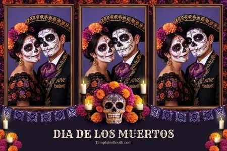 Modèle Día de los Muertos pour photobooth – Carte postale 4x6 (paysage)