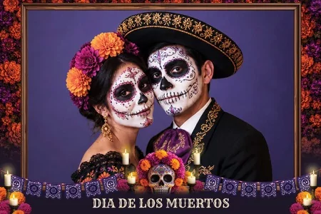 Modèle Día de los Muertos pour photobooth – Carte postale 4x6 (paysage)