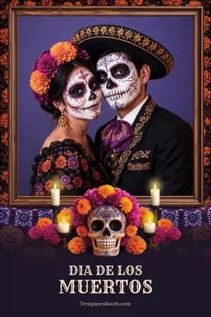 Día-de-los-Muertos-Fotobox-Vorlage – 4x6-Postkarte (Hochformat)