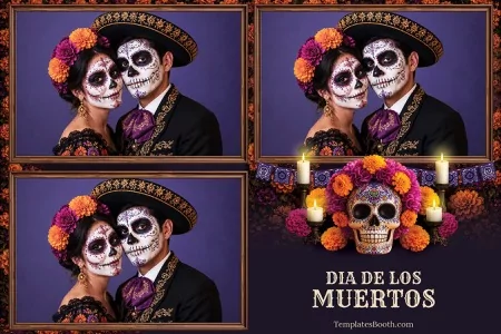 Modèle Día de los Muertos pour photobooth – Carte postale 4x6 (paysage)