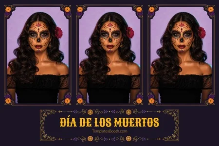 Modèle Día de Muertos pour photobooth – Carte postale 4x6 (paysage)