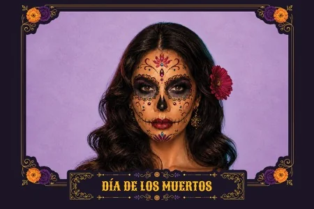 Modèle Día de Muertos pour photobooth – Carte postale 4x6 (paysage)