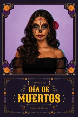 Día-de-Muertos-Fotobox-Vorlage – 4x6-Postkarte (Hochformat)