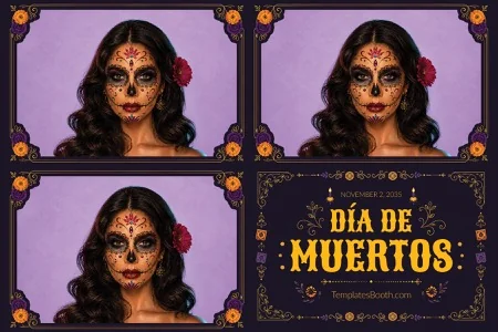 Modèle Día de Muertos pour photobooth – Carte postale 4x6 (paysage)
