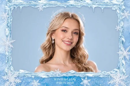 Modèle d’hiver magique pour photobooth – Carte postale 4x6 (paysage)