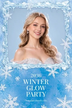 Magische Winter-Fotobox-Vorlage – 4x6-Postkarte (Hochformat)