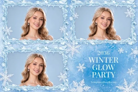 Modèle d’hiver magique pour photobooth – Carte postale 4x6 (paysage)