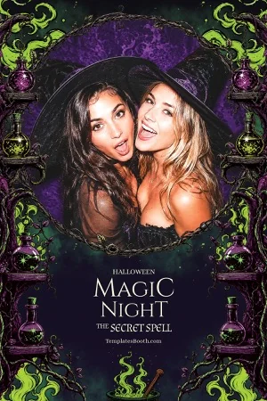Halloween-Party-Fotobox-Vorlage – 4x6-Postkarte (Hochformat)