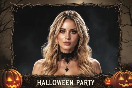 Modèle de fête d’Halloween pour photobooth – Carte postale 4x6 (paysage)