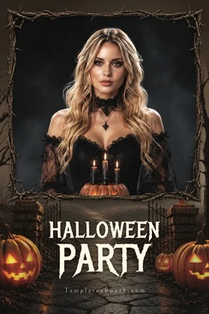 Halloween-Party-Fotobox-Vorlage – 4x6-Postkarte (Hochformat)