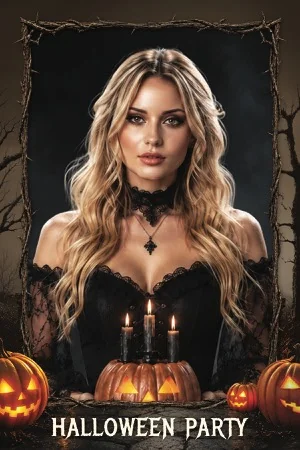 Halloween-Party-Fotobox-Vorlage – 4x6-Postkarte (Hochformat)