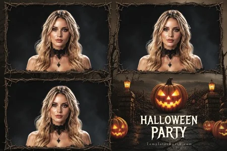 Modèle de fête d’Halloween pour photobooth – Carte postale 4x6 (paysage)