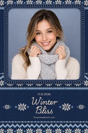 Winter-Strickmuster-Fotobox-Vorlage – 4x6-Postkarte (Hochformat)