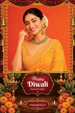 Diwali-Party-Fotobox-Vorlage – 4x6-Postkarte (Hochformat)