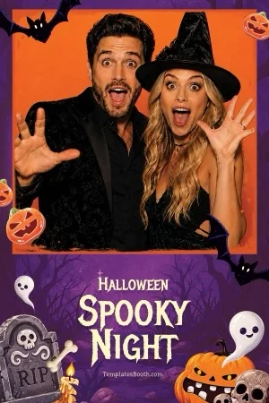 Halloween-Spuknacht-Fotobox-Vorlage – 4x6-Postkarte (Hochformat)