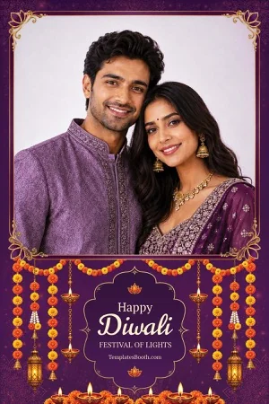 Diwali-Feier-Fotobox-Vorlage – 4x6-Postkarte (Hochformat)