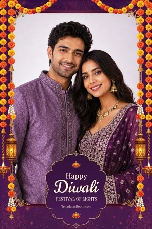 Diwali-Feier-Fotobox-Vorlage – 4x6-Postkarte (Hochformat)