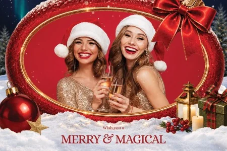 Modèle de fête de Noël pour photobooth – Carte postale 4x6 (paysage)