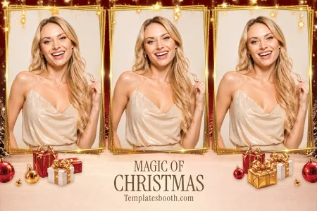 Modèle de Noël magique pour photobooth – Carte postale 4x6 (paysage)