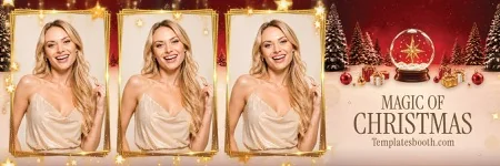 Modèle de Noël magique pour photobooth – 2x6 horizontal