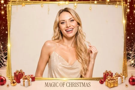 Modèle de Noël magique pour photobooth – Carte postale 4x6 (paysage)