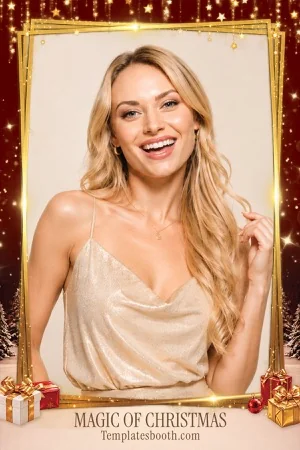 Magische Weihnachts-Fotobox-Vorlage – 4x6-Postkarte (Hochformat)