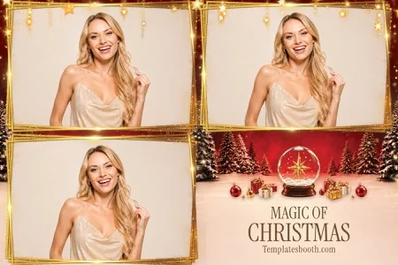 Modèle de Noël magique pour photobooth – Carte postale 4x6 (paysage)