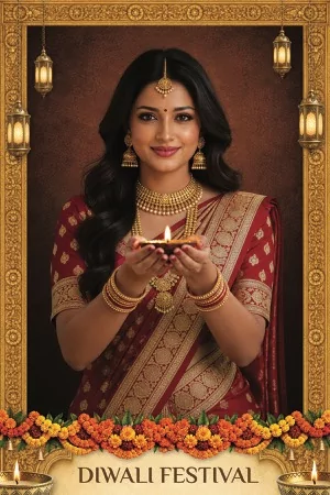 Diwali-Festival-Fotobox-Vorlage – 4x6-Postkarte (Hochformat)