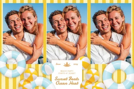 Modèle de fête sur la plage pour photobooth – Carte postale 4x6 (paysage)