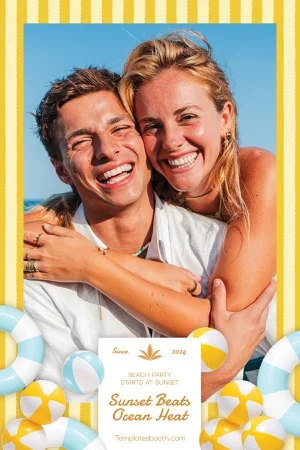 Strandparty-Fotobox-Vorlage – 4x6-Postkarte (Hochformat)