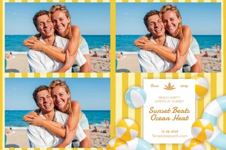 Modèle de fête sur la plage pour photobooth – Carte postale 4x6 (paysage)