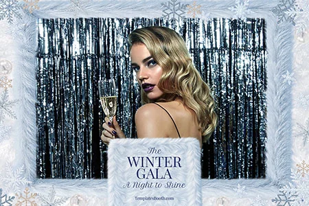 Modèle de gala d’hiver pour photobooth – Carte postale 4x6 (paysage)